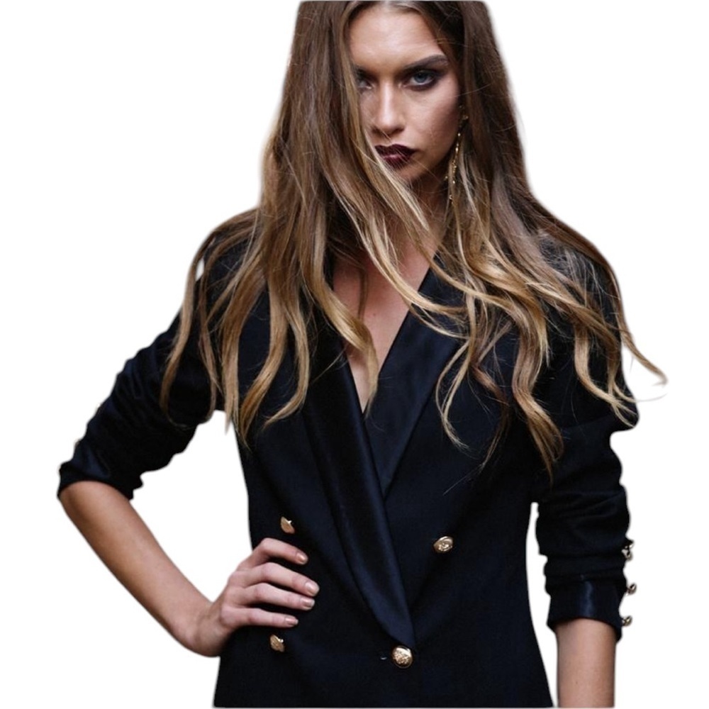 LIONESS SHOPBOP Palermo Black Blazer Gold Buttons Size M 6 Date Work Casual